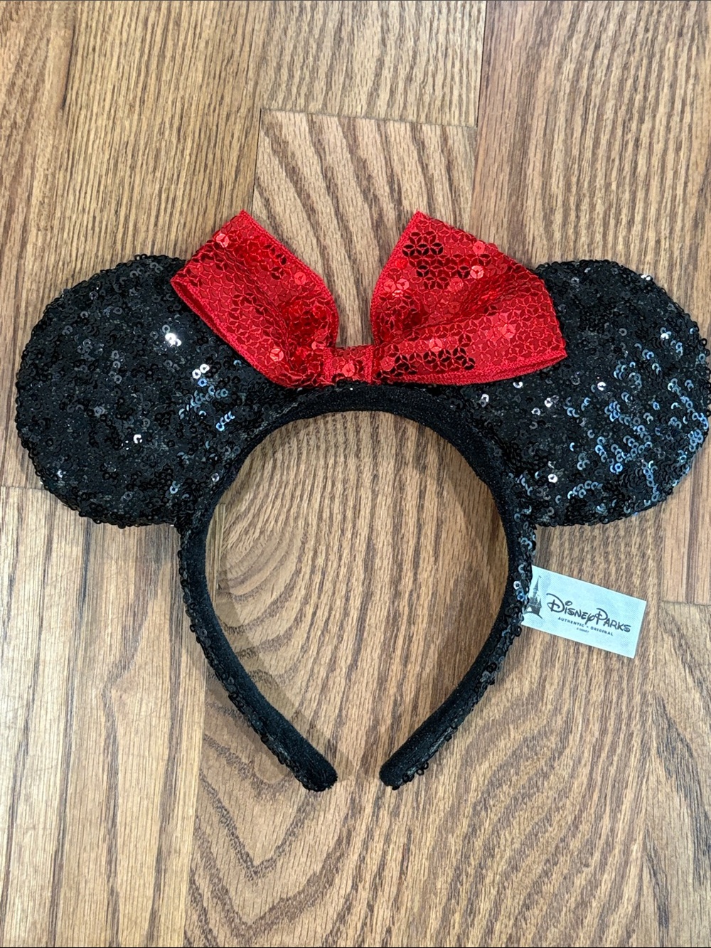 Disney Parks Sequin Minnie Mouse Ears Headband - Black & Red